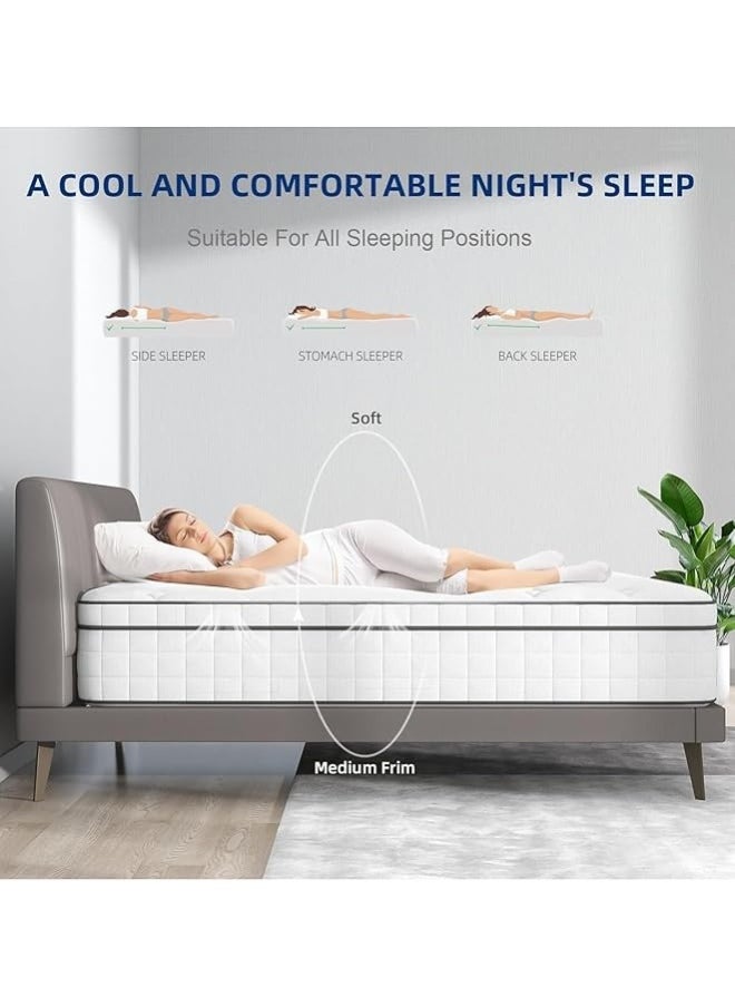 The Home Mart - The Home Mart Single Size 30 cm Hybrid Reversible Pocket Spring Mattress with Cool Gel Memory Foam, Advanced Motion Isolation & Pressure Relief – Medium Firm Support for Restful Sleep (California Queen: 160x200) - Image 1