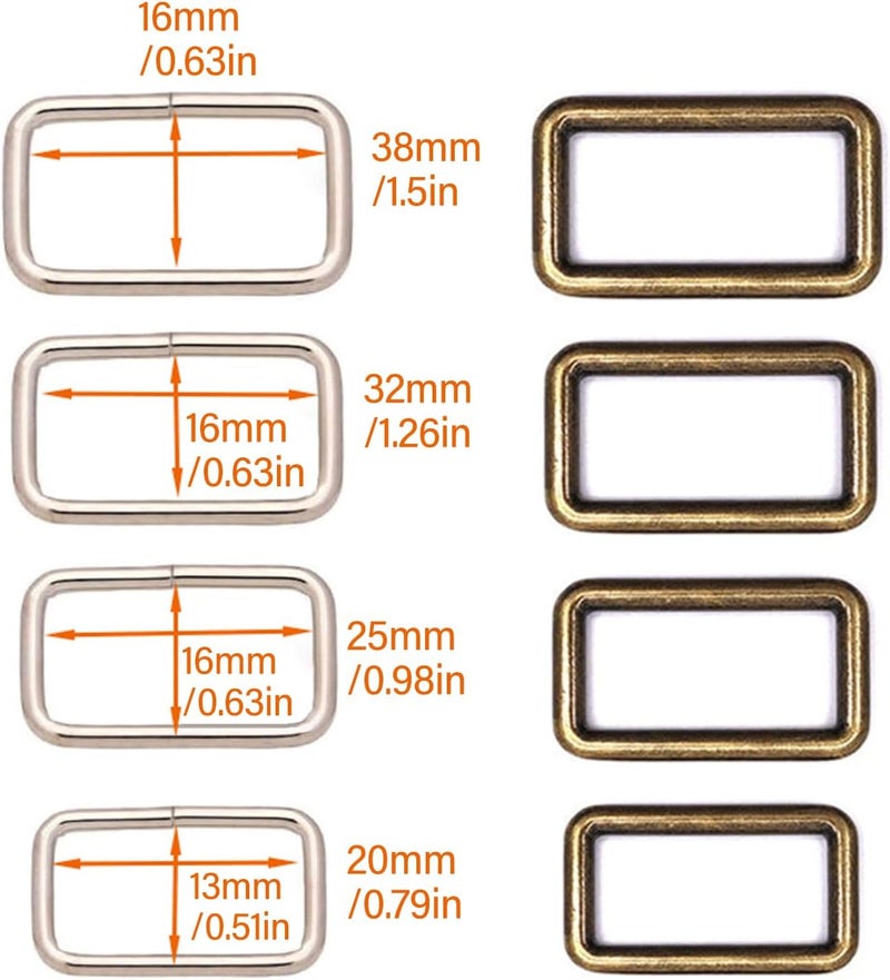 100Pcs Metal Rectangle Rings Buckles Webbing Rings Strap Connectors for Backpacks Accessories 20mm 25mm 32mm 38mm Metal Buckles - Image 5
