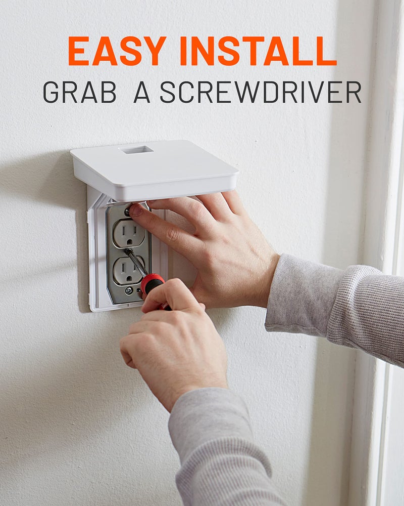 ECHOGEAR Outlet Shelf for Standard Outlets - Built-In Cord Storage & Room for Bulky Plugs - Quick Install w/ Included Hardware - 5.7" Wall Profile, 5" Shelf Width, 6.9" Height - Image 5