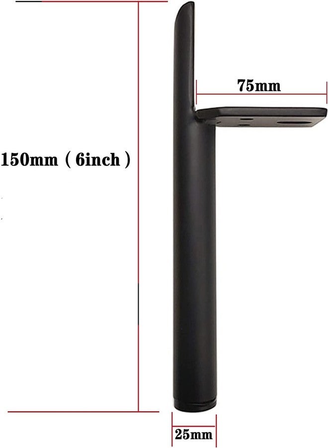 Fascination FASINATION Furniture Legs Metal, Handle Shaped 15cm (6inch) Cabinet Legs, Coffee Table Leg Support Legs, Bedside Cabinet Legs, TV Cabinet, Sofa Legs (6+2 Inches, Black) - Image 2
