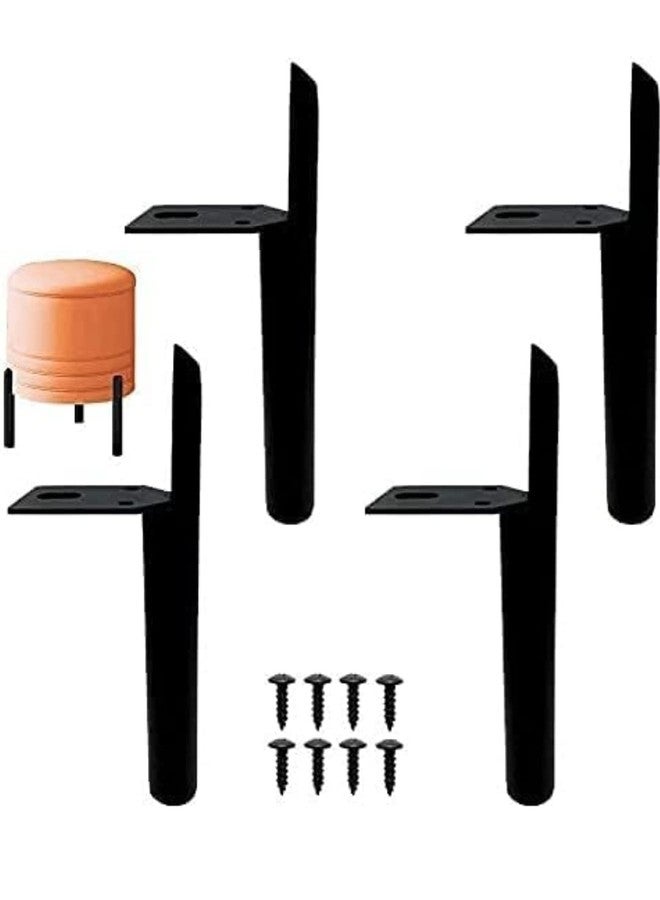 Fascination FASINATION Furniture Legs Metal, Handle Shaped 15cm (6inch) Cabinet Legs, Coffee Table Leg Support Legs, Bedside Cabinet Legs, TV Cabinet, Sofa Legs (6+2 Inches, Black) - Image 1