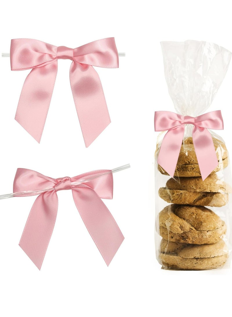 أوزيغالور 50 عبوة 3.5 بوصة من أشرطة الشريط الساتان الوردي المربوطة مسبقًا لأكياس الهدايا وتغليف الهدايا والحرف اليدوية والحفلات وحفلات الزفاف. - Image 1