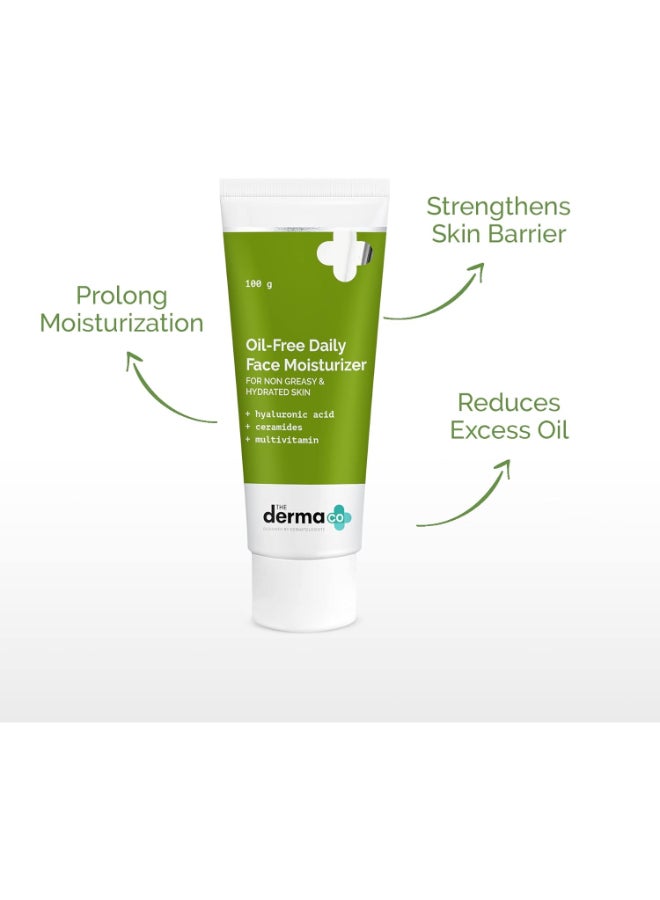 THE derma Co Oil-Free Daily Face Moisturizer With Hyaluronic Acid, Ceramides And Multivitamins for Non-Greasy And Hydrated Skin - 100g Prolonged Moisturization | Strengthens Skin Barrier - Image 3