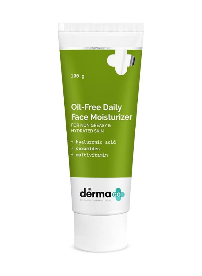 THE derma Co Oil-Free Daily Face Moisturizer With Hyaluronic Acid, Ceramides And Multivitamins for Non-Greasy And Hydrated Skin - 100g Prolonged Moisturization | Strengthens Skin Barrier - Image 1