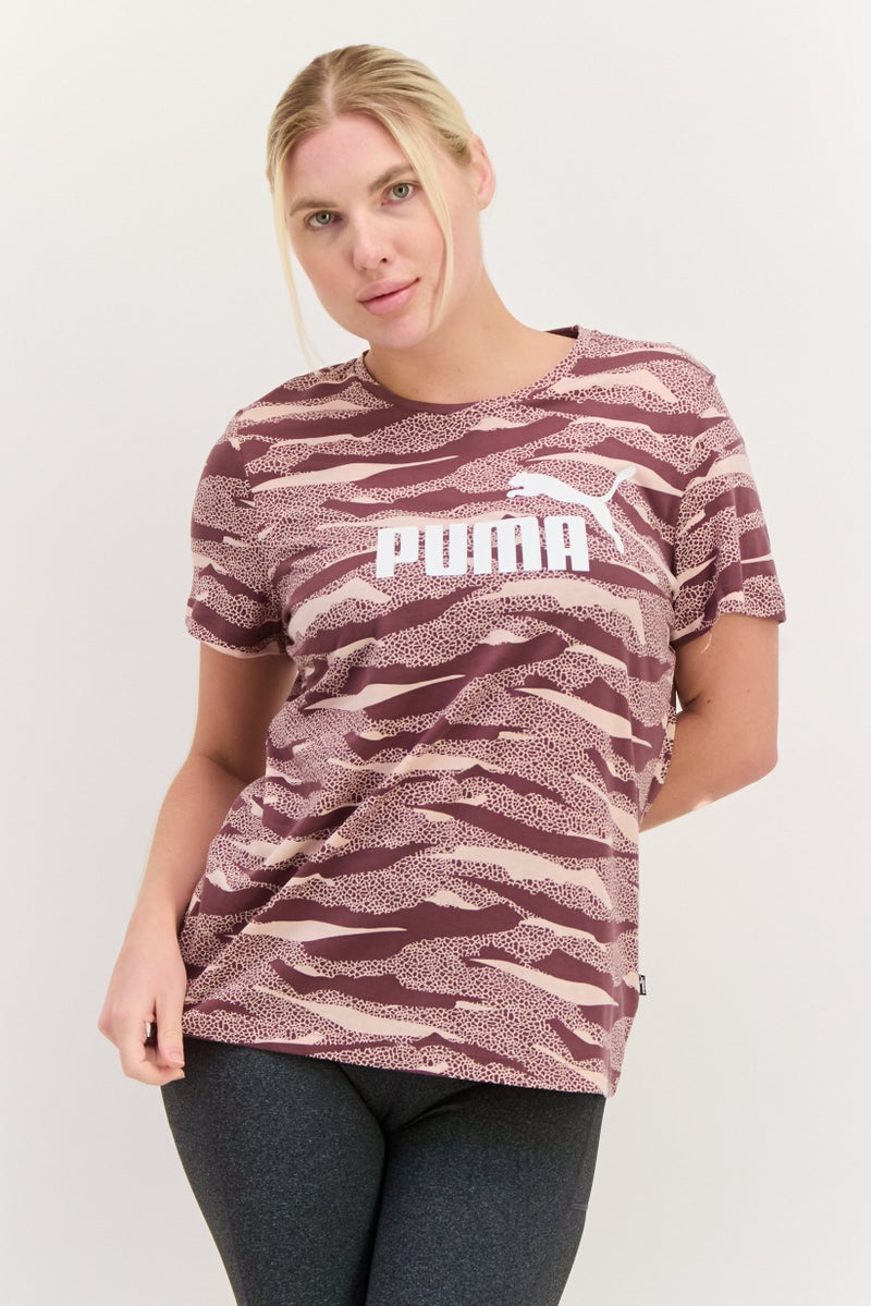 PUMA تي شيرت تدريب قصير الأكمام للنساء، لون برقوق غامق - Image 1