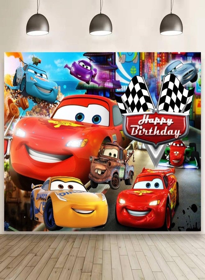 ARHAVI Wall Decor Backdrop for Cars Themed Birthday Decorations, Cars Themed Banner for Kids Birthday Party Supplies (5x3ft) - Image 1