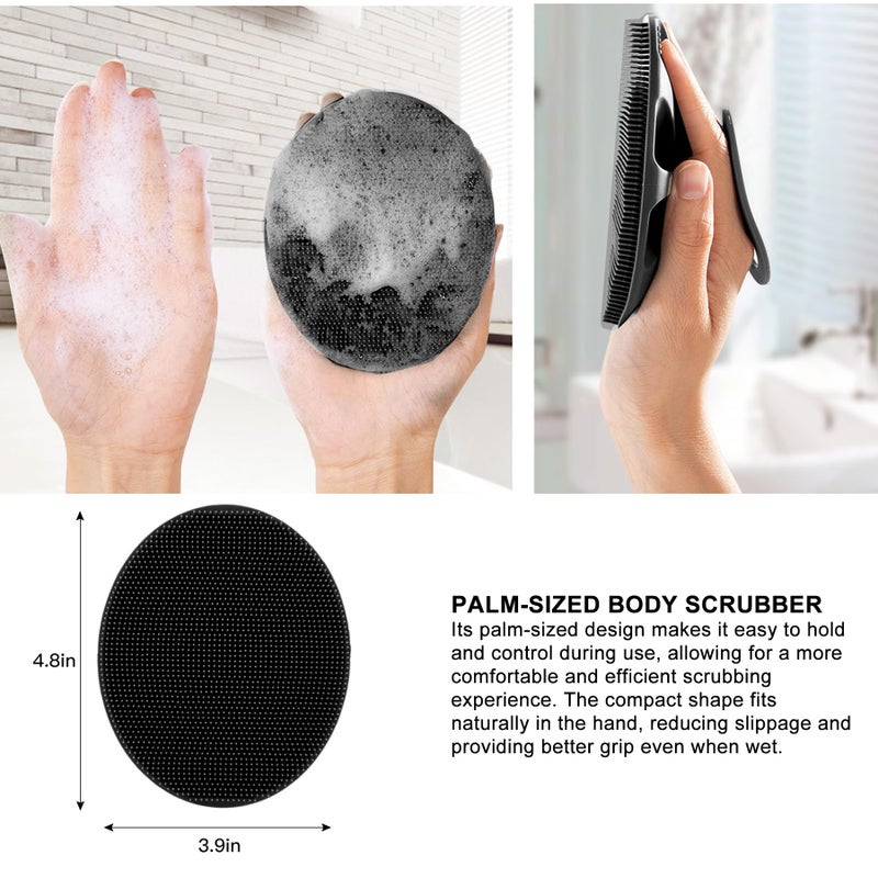 INNERNEED Soft Silicone Body Scrubber Handheld Shower Cleansing Brush, Gentle Exfoliating and Massage for All Kinds of Skin (Black) - Image 4