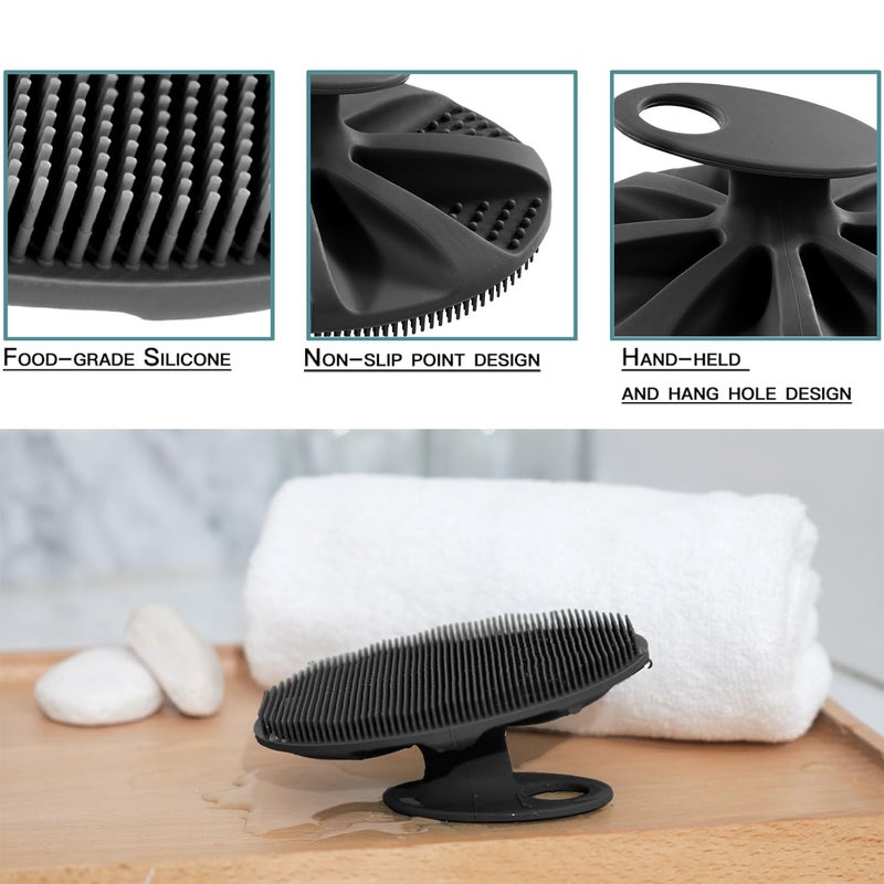INNERNEED Soft Silicone Body Scrubber Handheld Shower Cleansing Brush, Gentle Exfoliating and Massage for All Kinds of Skin (Black) - Image 5