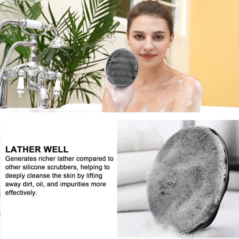 INNERNEED Soft Silicone Body Scrubber Handheld Shower Cleansing Brush, Gentle Exfoliating and Massage for All Kinds of Skin (Black) - Image 2