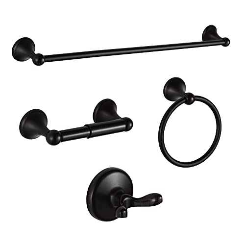 BGL BGL Bathroom Hardware Set OilRubbed Bronze Adjustable Expandable Towel Bar 4Piece ORB Bathroom Accessory Set Wall Mounted Robe Hook Toilet Paper Holder Towel Ring Towel Bar 