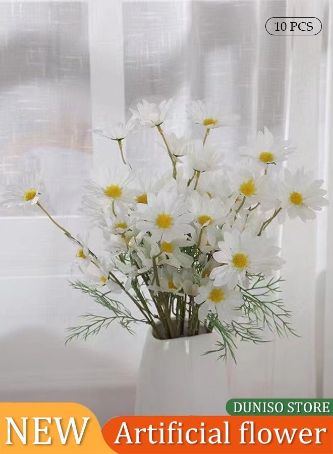 DUNISO زهور صناعية 10 حزم زهور ديزي صناعية ملونة مقاومة للأشعة فوق البنفسجية للزراعة الخارجية زهور برية مزيفة مع سيقان نباتات شجيرات خضراء مزيفة ترتيبات لتزيين المنزل والحديقة ومزهريات الديكور - Image 1