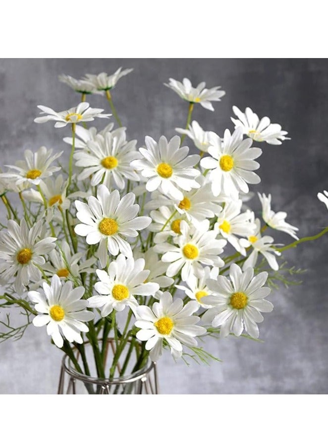 DUNISO زهور صناعية 10 حزم زهور ديزي صناعية ملونة مقاومة للأشعة فوق البنفسجية للزراعة الخارجية زهور برية مزيفة مع سيقان نباتات شجيرات خضراء مزيفة ترتيبات لتزيين المنزل والحديقة ومزهريات الديكور - Image 5