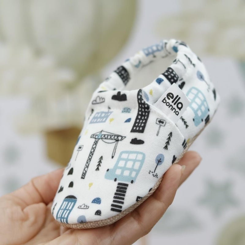 Ella Bonna Patterned Baby Booties, Non-Slip Sole, Home Nursery Shoes Slippers, City Life - Image 5