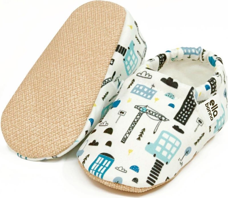 Ella Bonna Patterned Baby Booties, Non-Slip Sole, Home Nursery Shoes Slippers, City Life - Image 3