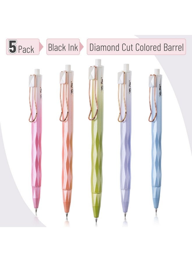 Mr. Pen - Diamond Cut Gel Pens, 5 Pack, Black Ink Gel Pens, Fast Dry, Retractable Gel Pens Fine Point 0.5Mm, Retractable Pens, Cute Pens, Gel Ink Pens, Aesthetic Pens For Journaling - Image 2
