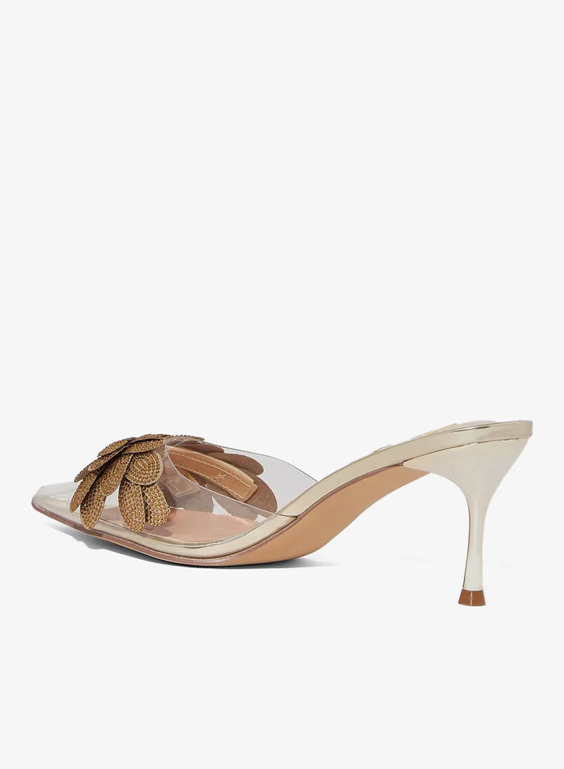 Ella Limited Edition  Diamante Clear Floral Mid Heel Pump for Women | Best Price UAE