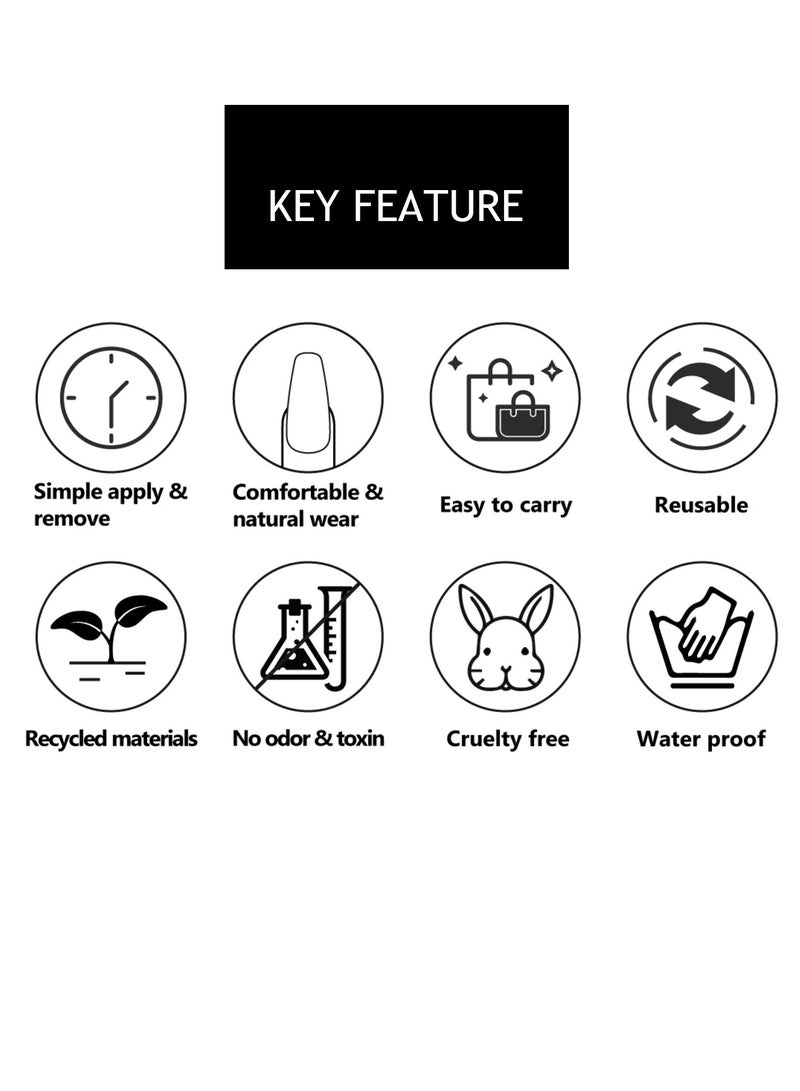 Artist Design/Romantic Sunset (Handmade)/Press On nails/Luxury Hand Painted/Medium Coffin/10 PCS/M Size - Image 5