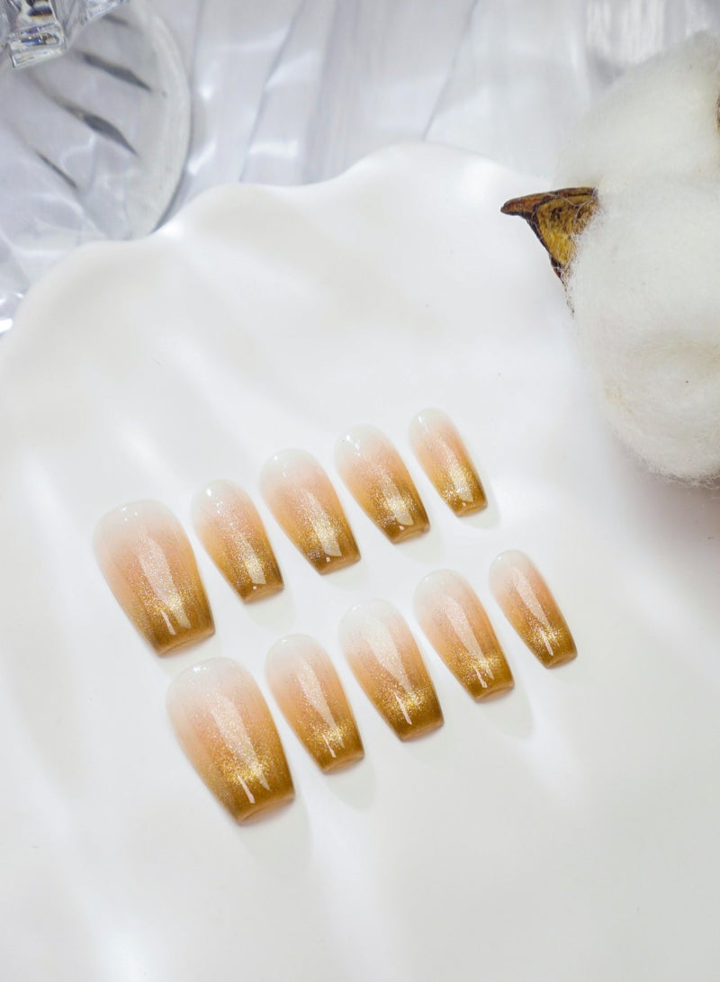 Artist Design/Romantic Sunset (Handmade)/Press On nails/Luxury Hand Painted/Medium Coffin/10 PCS/M Size - Image 1