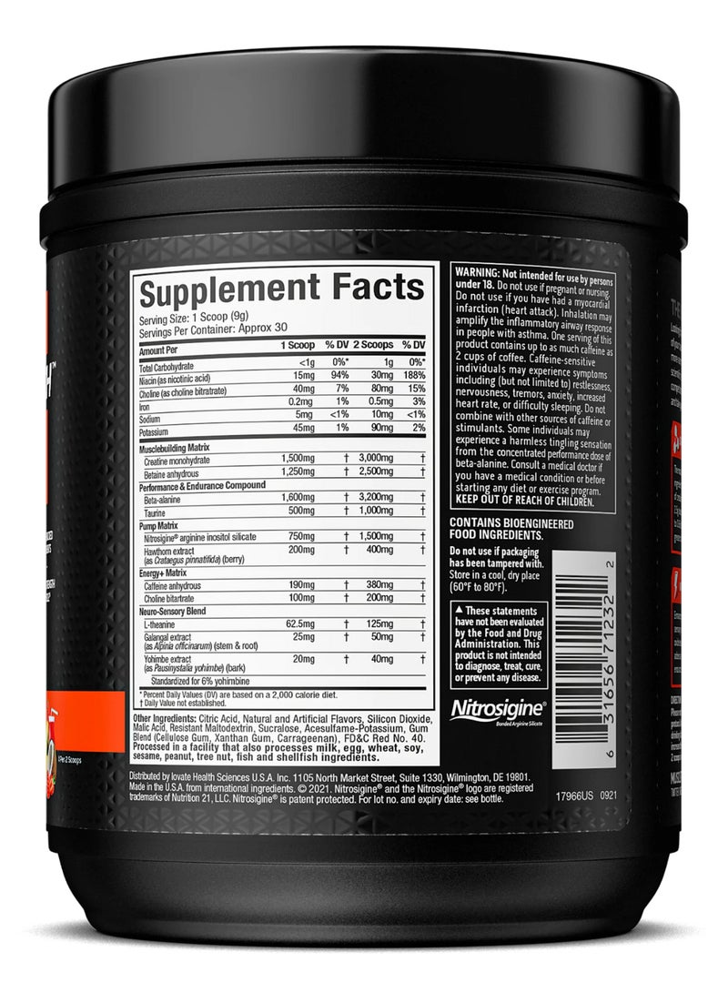 MuscleTech Vapor X5 Pre-Workout, Explosive Energy & Performance, Research-Backed Key Ingredients | Increase Strength & Lean Muscle - 3.2g Beta-Alanine - 3g Creatine Monohydrate - 2.5g Betaine - 1.5g Nitrosigine - Miami Spring Break Natural & Artificial Flavors - Dietary Supplement - Net Wt 9.60 oz (272g) - Image 2