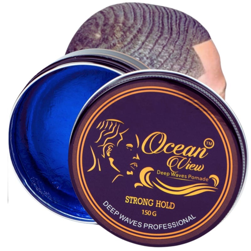 OCEAN VIEW DEEP WAVES POMADE- Water-Based Hair Cream for 360 Wave Training and Wolfing- Silky Smooth Application and Styling, Strong Hold, Easy Wash- Waver and Barber Accessories - 4oz Tin Can - Image 1