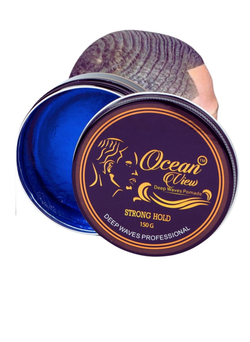 OCEAN VIEW DEEP WAVES POMADE - OCEAN VIEW DEEP WAVES POMADE- Water-Based Hair Cream for 360 Wave Training and Wolfing- Silky Smooth Application and Styling, Strong Hold, Easy Wash- Waver and Barber Accessories - 4oz Tin Can - Image 1