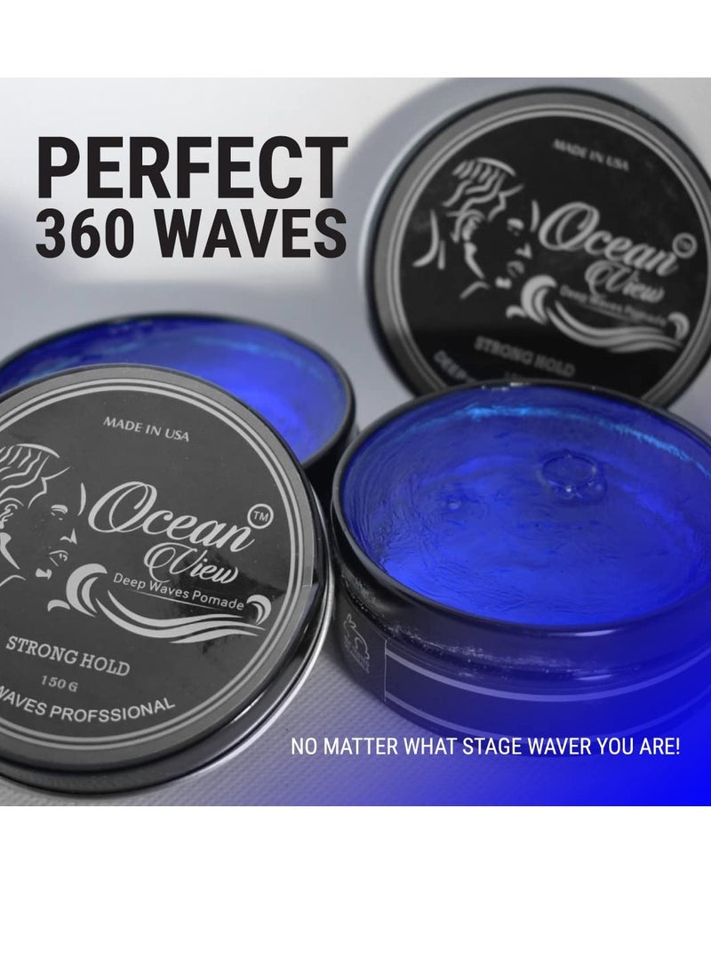 OCEAN VIEW DEEP WAVES POMADE - OCEAN VIEW DEEP WAVES POMADE- Water-Based Hair Cream for 360 Wave Training and Wolfing- Silky Smooth Application and Styling, Strong Hold, Easy Wash- Waver and Barber Accessories - 4oz Tin Can - Image 1
