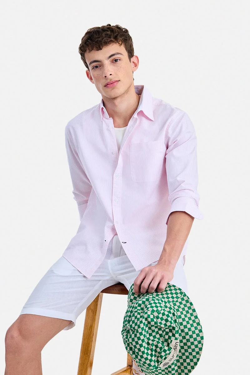 سنيتش Pink Striped Long Sleeve Regular Fit Shirt