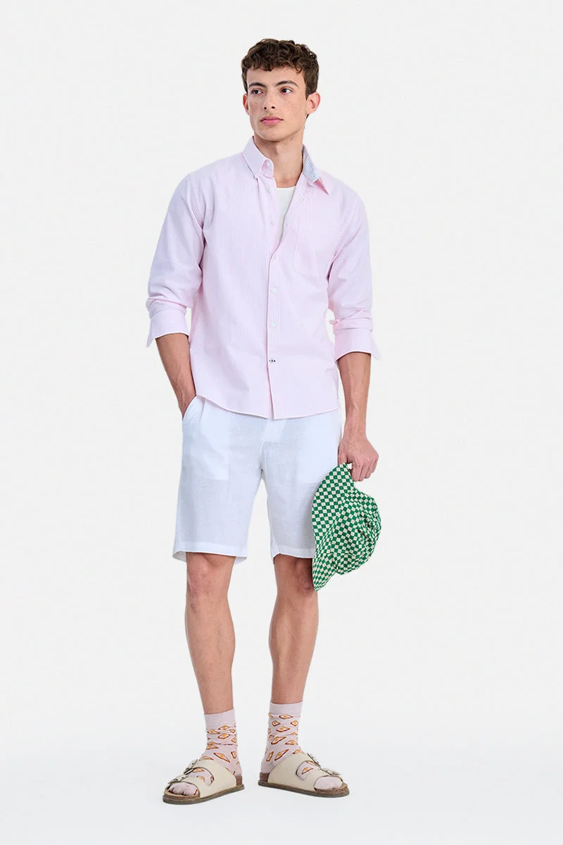 سنيتش Pink Striped Long Sleeve Regular Fit Shirt