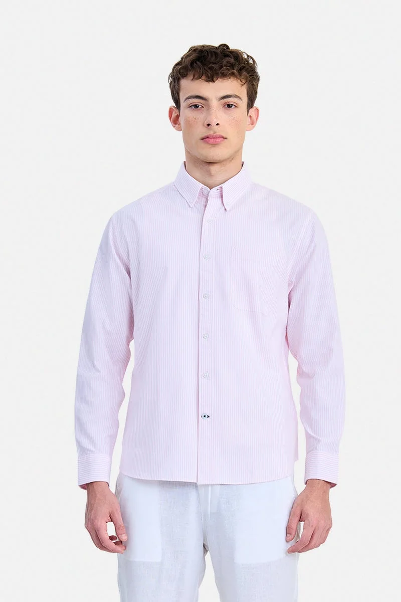 SNITCH Pink Striped Long Sleeve Regular Fit Shirt