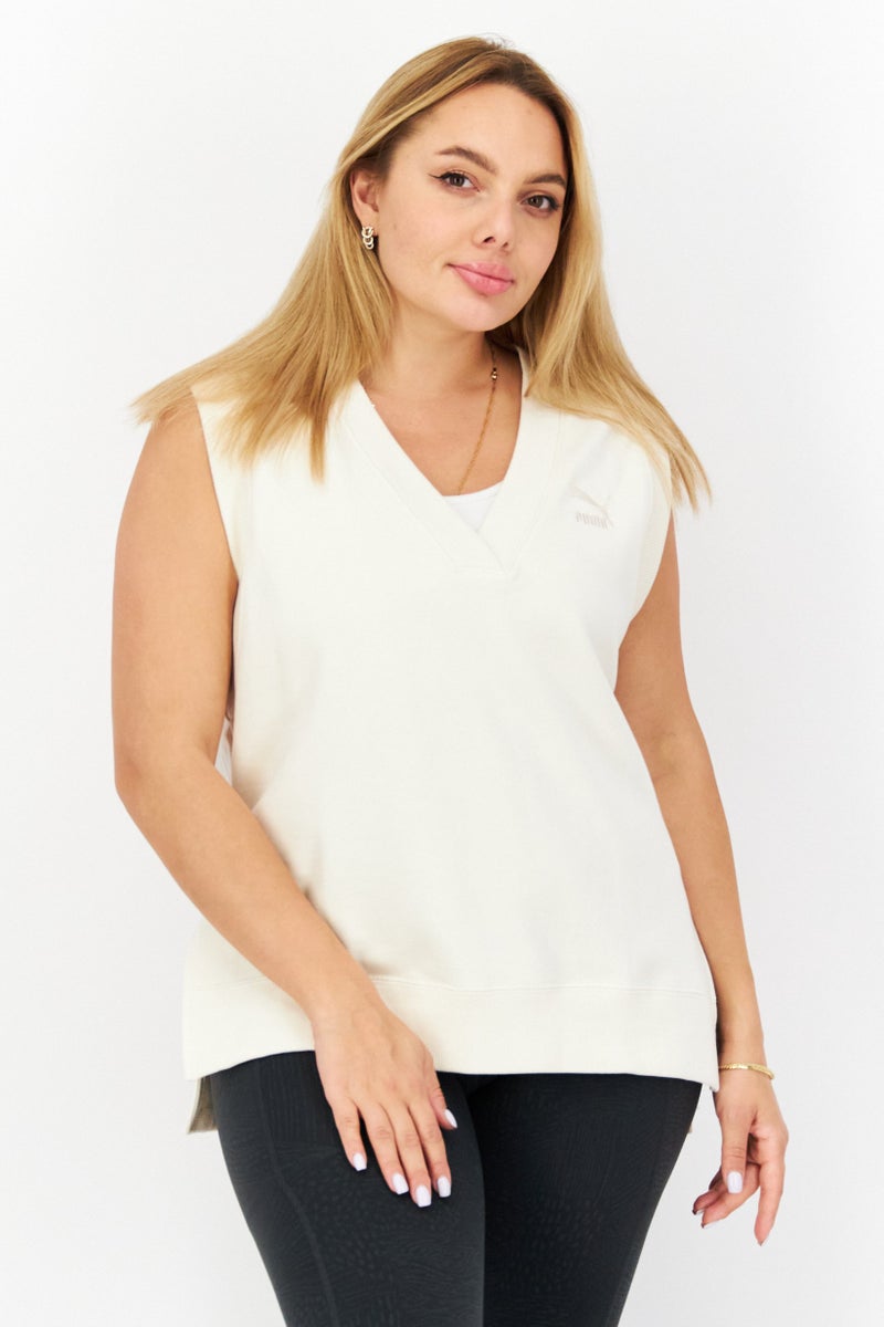 PUMA Women Sportswear Fit Sleeveless Training Top, Cream - Image 1