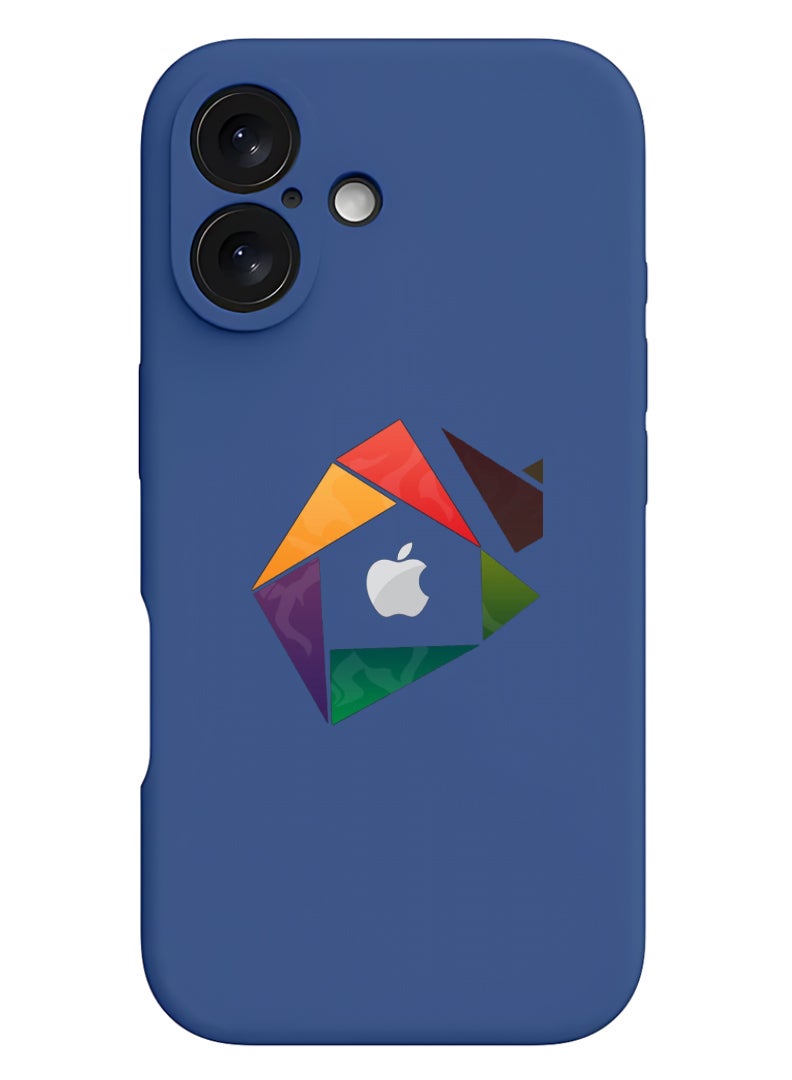 Theodor iPhone 16 Plus Blue Protective Slim Fit Case Liquid Silicone Cover with Full Body Protection Anti-Scratch Shockproof Case For iPhone - apple-triangle-logo - Image 1