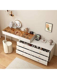 AWD Dressing Table Makeup Vanity Table Large Bedroom Dressing Table, Desk, Storage Drawers Cabinet Mirror and Stool White Make up Vanity Dresser Girls Women Gift Bedroom Furniture Home Organizing  - Image 4