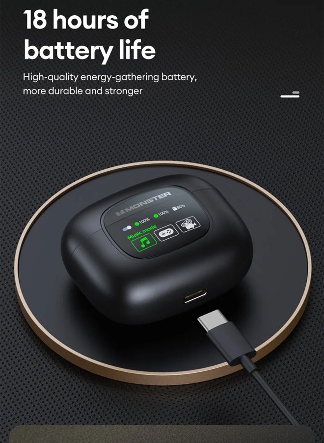 Monster XKT20 Wireless Bluetooth Earbuds Gaming Headphones Deep Bass Low Latency Game Headset with Built-in Microphone Noise Canceling Black - Image 5