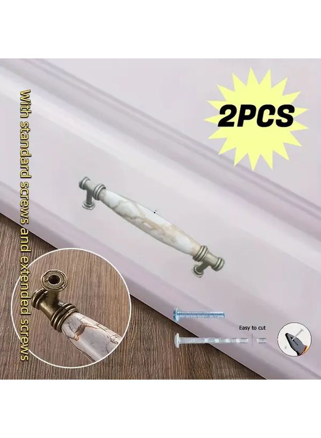 European Marble Pattern Ceramic Cabinet Handles Pitch 128mm Polished Zinc Alloy Pulls - Image 5