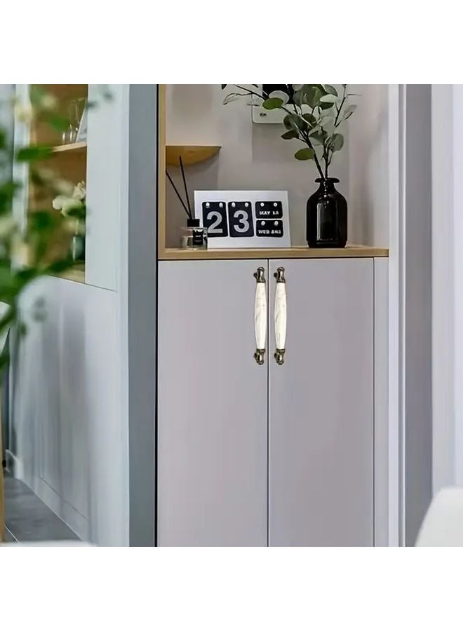 European Marble Pattern Ceramic Cabinet Handles Pitch 128mm Polished Zinc Alloy Pulls - Image 4