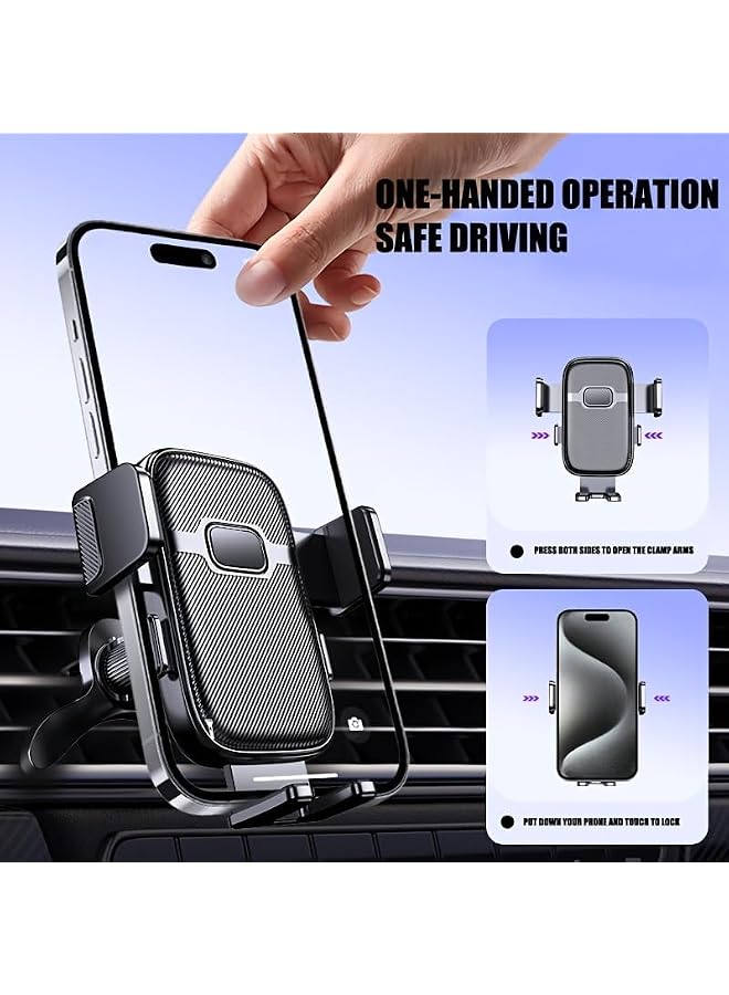 S-TOP Car Phone Mount, 360° Rotatable Air Vent Holder, One-Hand Release, 4.2-7.2 Inch Smartphones, Black - Image 2