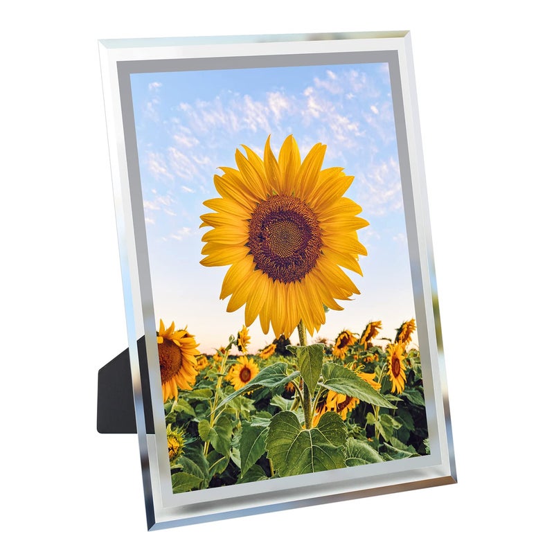 7CDXD إطار صور A4 زجاجي إطار صور مخصص شهادة وثيقة صور عائلية عرض جداري أو على الطاولة حامل صور كلاسيكي لتزيين المنزل فضي A