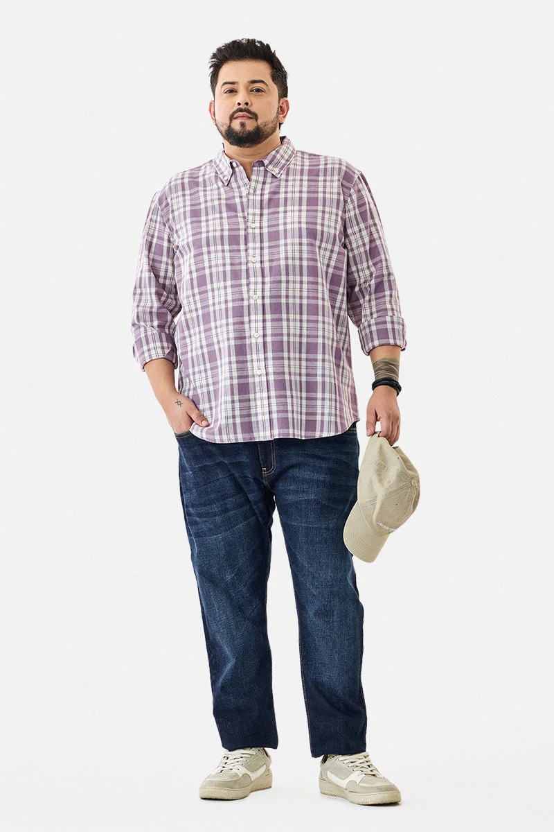 SNITCH Linen Blend Plaid Plus Size Shirt