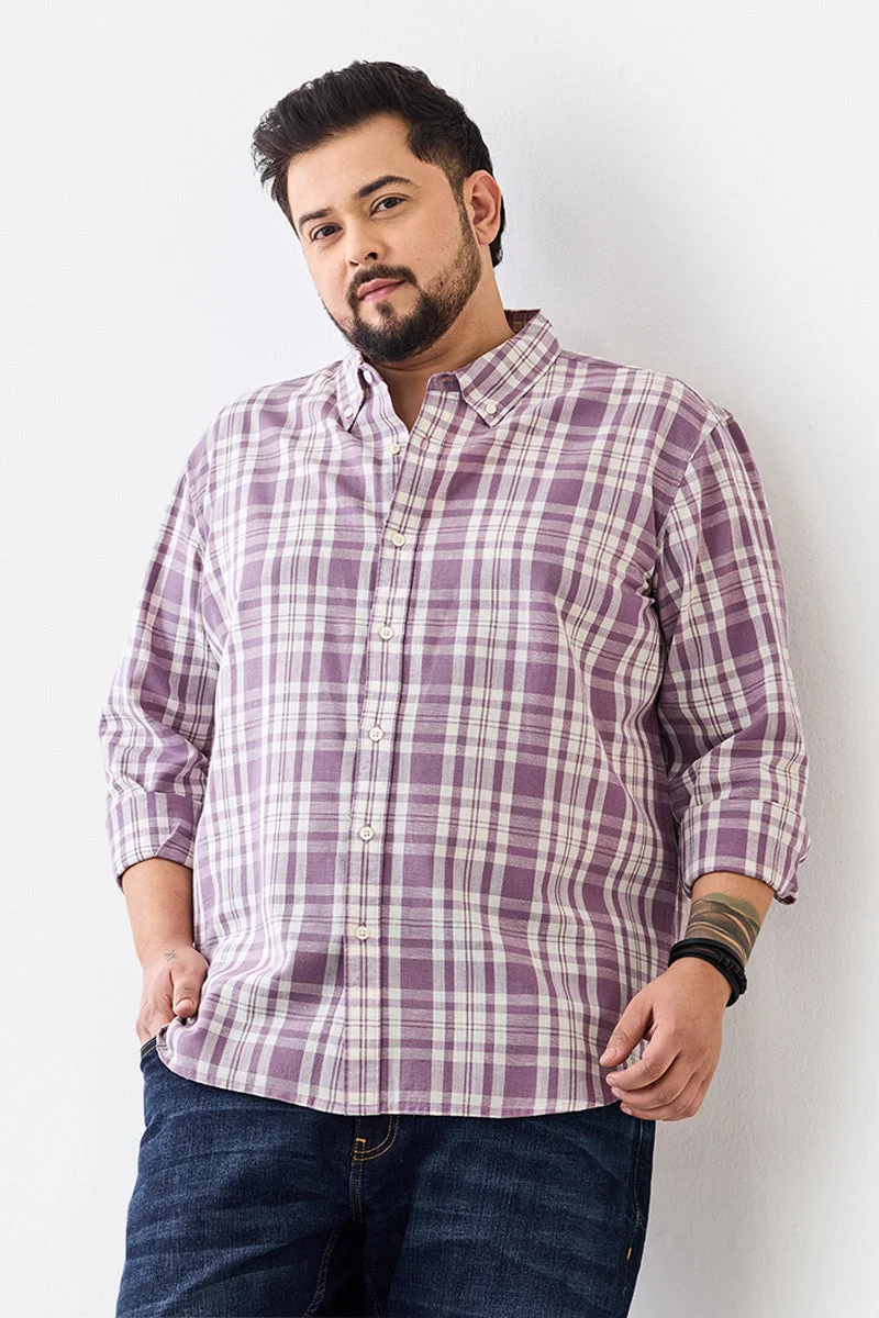 SNITCH Linen Blend Plaid Plus Size Shirt