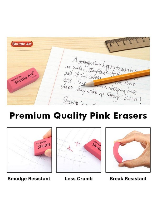 Shuttle Art Pink Erasers Shuttle Art 120 Pack Pink Erasers Bulk For School Office Latexfree Soft Erasers For Kids Teachers As School Supplies - Image 4