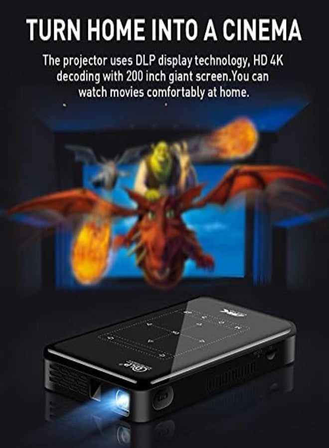 ارواق بروجكتور محمول DLP P09-II – فل إتش دي 1080P، دعم 4K، نظام أندرويد 9.0، ذاكرة 2 جيجابايت DDR4 + سعة تخزين 32 جيجابايت، واي فاي، بلوتوث 4.2، بطارية 4000 مللي أمبير، للسينما المنزلية والعروض المكتبية - Image 2