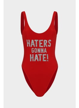 Acelya Okcu Haters Gonna Hate! Push Up Swimsuit with Slogan