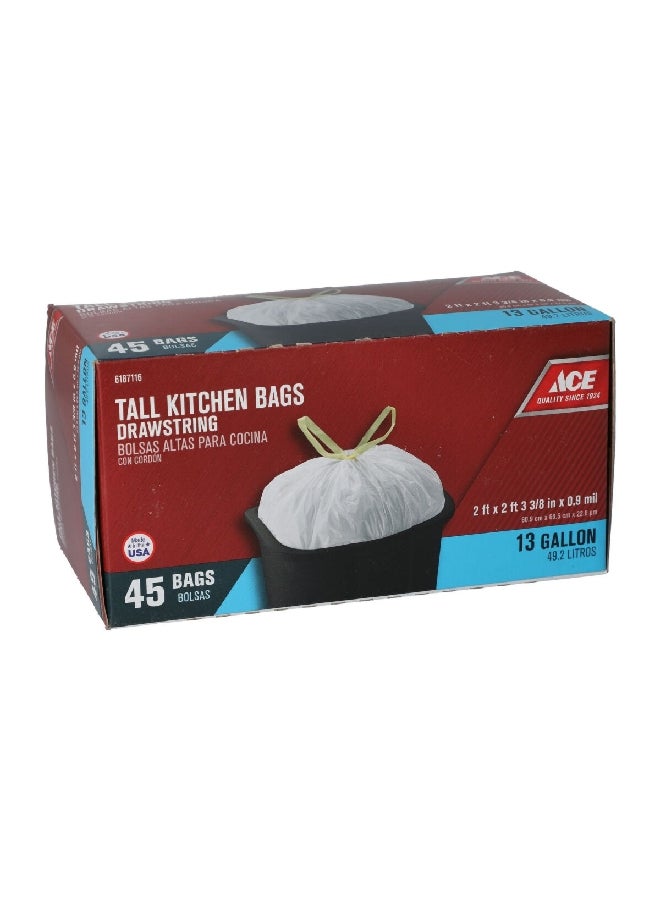 آيس أكياس قمامة طويلة برباط للمطبخ مكونة من 45 قطعة باللون الأبيض 13 جالون 1323871
