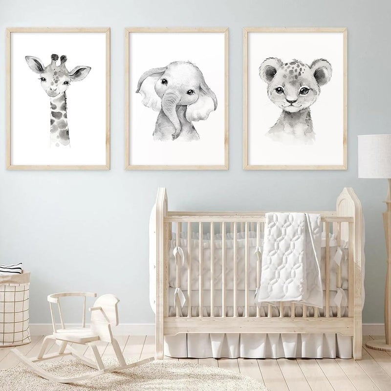 Baccone مجموعة فنون الحائط ل nursery السفاري - زرافة، فيل، نمر - Image 1
