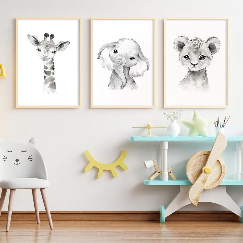 Baccone مجموعة فنون الحائط ل nursery السفاري - زرافة، فيل، نمر - Image 5