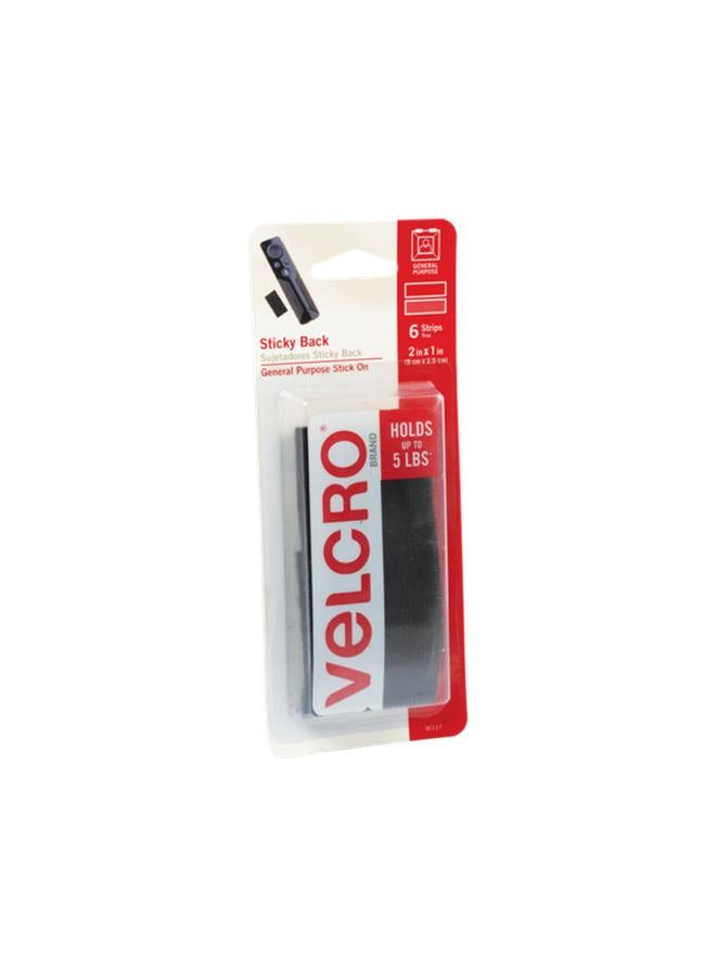 Velcro 6-Piece Sticky Back Strips Black 2 x 1inch - Image 3