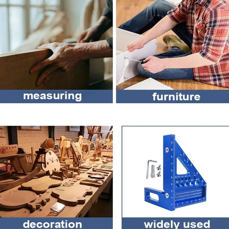 Blue Aluminum Alloy 3D Scribe Ruler High Precision Layout Measuring Tool for Marking - Image 5