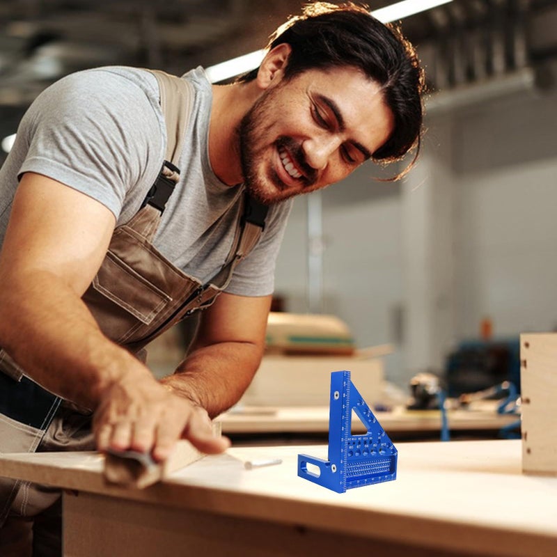 Blue Aluminum Alloy 3D Scribe Ruler High Precision Layout Measuring Tool for Marking - Image 4