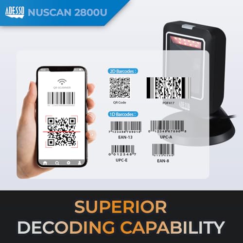 Adesso NuScan 2800U Omnidirectional 2D Desktop Barcode Scanner USB - Image 2