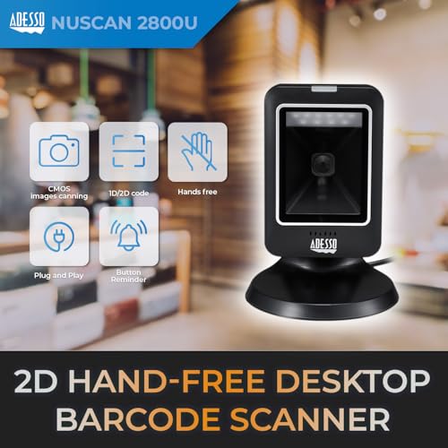 Adesso NuScan 2800U Omnidirectional 2D Desktop Barcode Scanner USB - Image 3